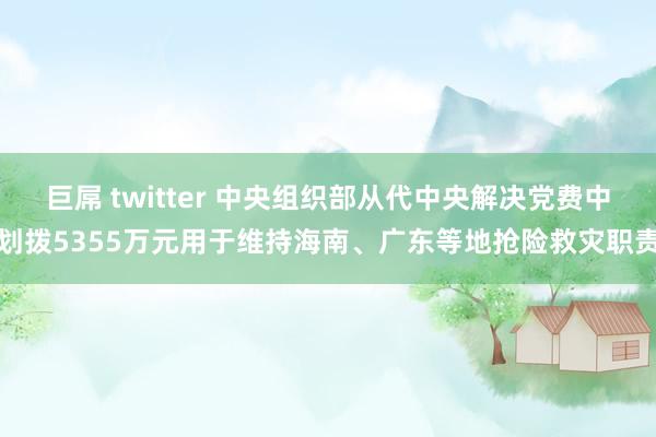 巨屌 twitter 中央组织部从代中央解决党费中划拨5355万元用于维持海南、广东等地抢险救灾职责