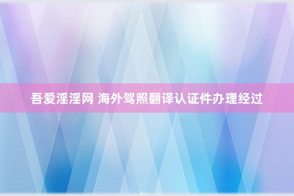 吾爱淫淫网 海外驾照翻译认证件办理经过