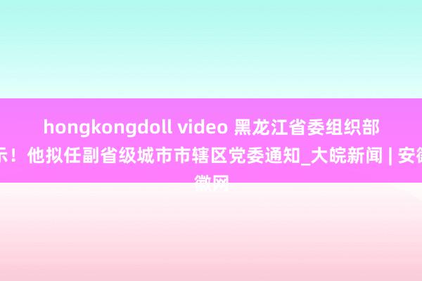 hongkongdoll video 黑龙江省委组织部公示！他拟任副省级城市市辖区党委通知_大皖新闻 | 安徽网