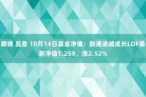 眼镜 反差 10月14日基金净值：融通逾越成长LOF最新净值1.259，涨2.52%