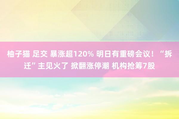 柚子猫 足交 暴涨超120% 明日有重磅会议！“拆迁”主见火了 掀翻涨停潮 机构抢筹7股