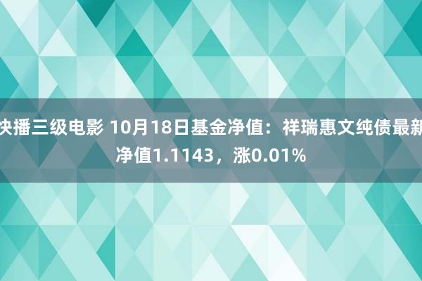 快播三级电影 10月18日基金净值：祥瑞惠文纯债最新净值1.1143，涨0.01%