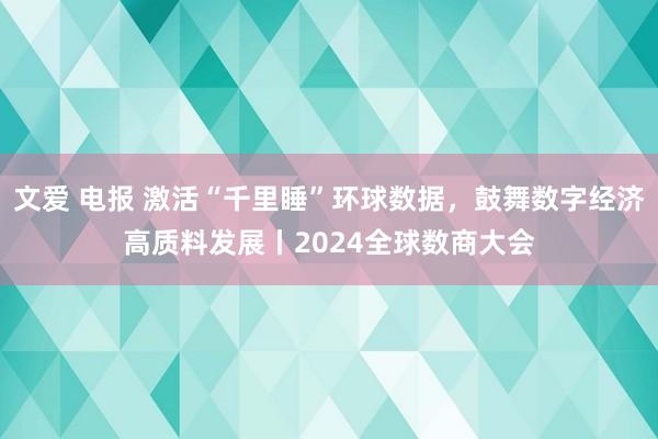 文爱 电报 激活“千里睡”环球数据，鼓舞数字经济高质料发展丨2024全球数商大会