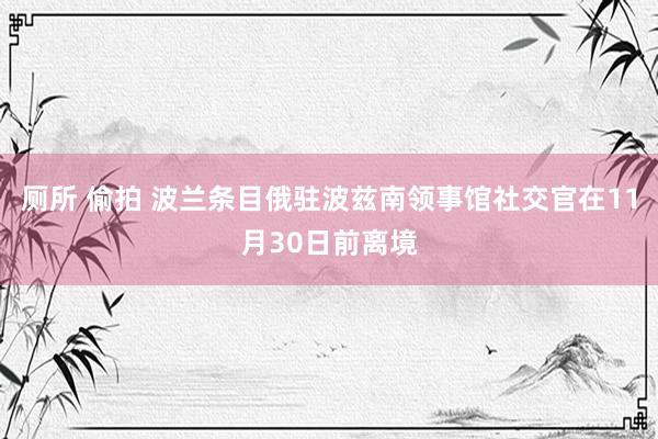 厕所 偷拍 波兰条目俄驻波兹南领事馆社交官在11月30日前离境