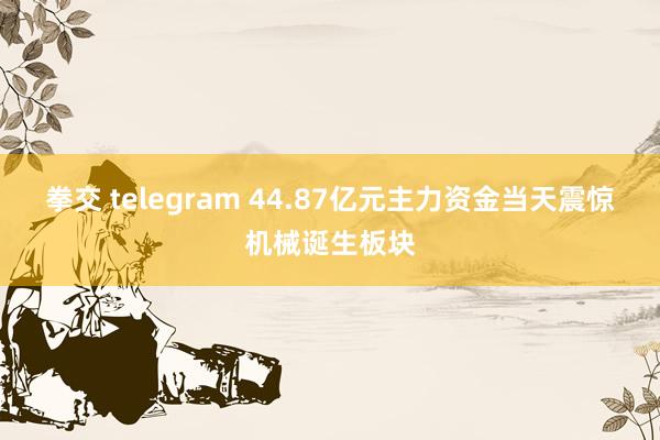 拳交 telegram 44.87亿元主力资金当天震惊机械诞生板块