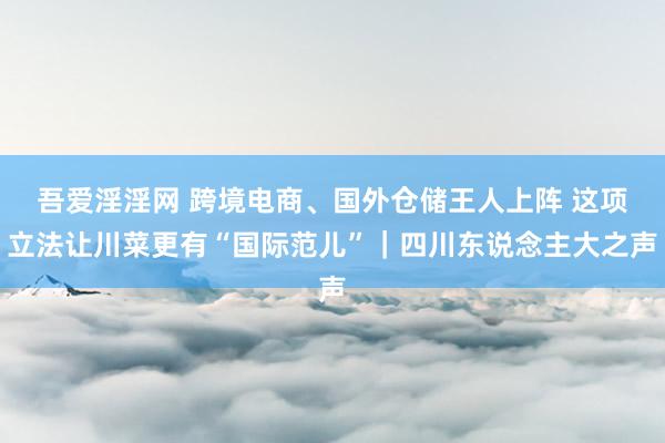 吾爱淫淫网 跨境电商、国外仓储王人上阵 这项立法让川菜更有“国际范儿”｜四川东说念主大之声