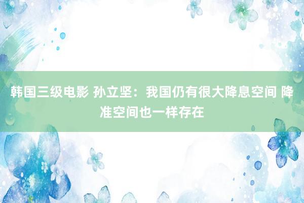 韩国三级电影 孙立坚：我国仍有很大降息空间 降准空间也一样存在