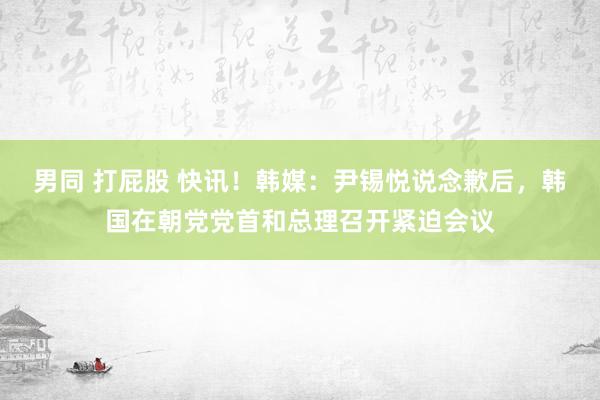 男同 打屁股 快讯！韩媒：尹锡悦说念歉后，韩国在朝党党首和总理召开紧迫会议