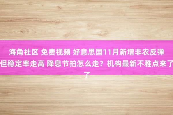 海角社区 免费视频 好意思国11月新增非农反弹但稳定率走高 降息节拍怎么走？机构最新不雅点来了