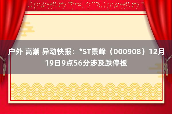 户外 高潮 异动快报：*ST景峰（000908）12月19日9点56分涉及跌停板