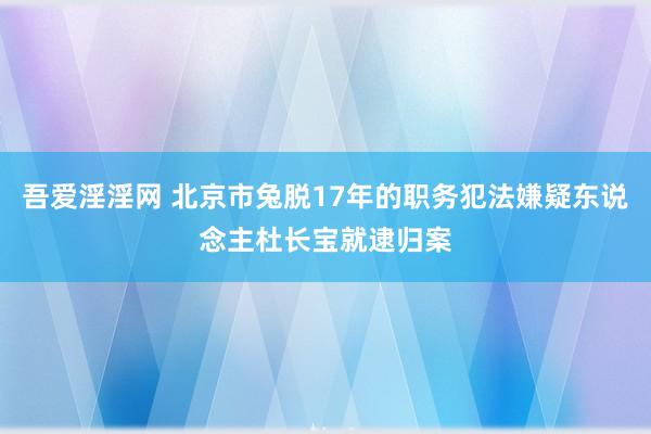 吾爱淫淫网 北京市兔脱17年的职务犯法嫌疑东说念主杜长宝就逮归案