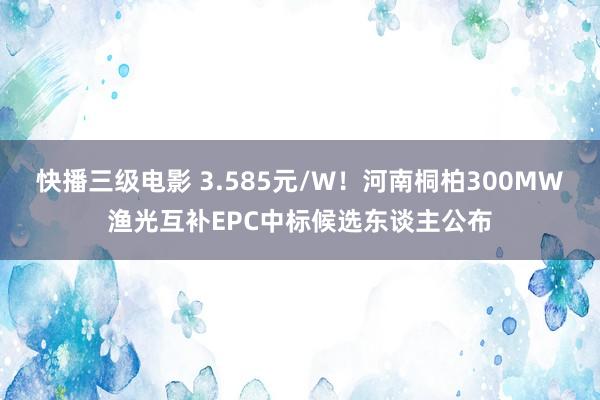 快播三级电影 3.585元/W！河南桐柏300MW渔光互补EPC中标候选东谈主公布