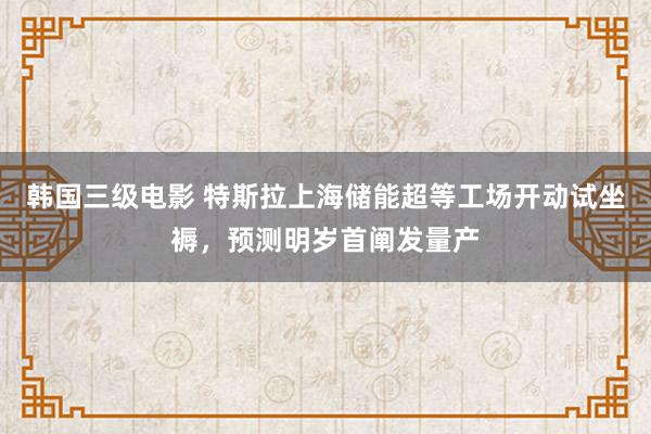 韩国三级电影 特斯拉上海储能超等工场开动试坐褥，预测明岁首阐发量产