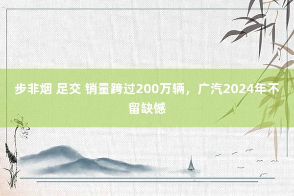 步非烟 足交 销量跨过200万辆，广汽2024年不留缺憾