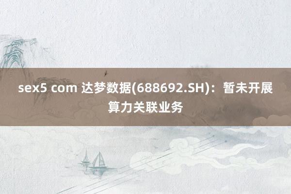 sex5 com 达梦数据(688692.SH)：暂未开展算力关联业务